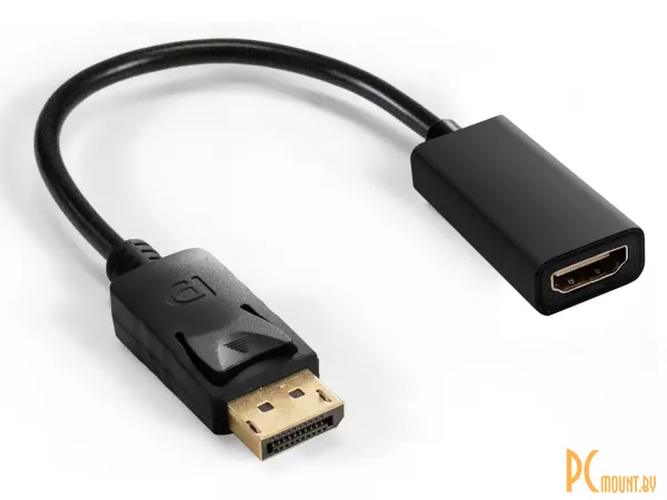 Переходник DisplayPort (m) -> HDMI (f) ExeGate EX-DPM-HDMIF-0.1 EX294706RUS 0.1 м, черный, переходник однонаправленный: предназначен исключительно для передачи сигнала с выхода DisplayPort к устройствам с интерфейсом HDMI
