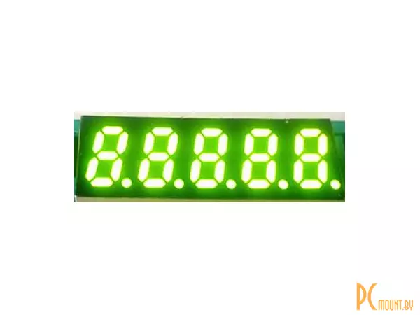 Индикатор светодиодный 7-сегментный 2531BG, 0.23", 5 знаков, зеленый, общий анод