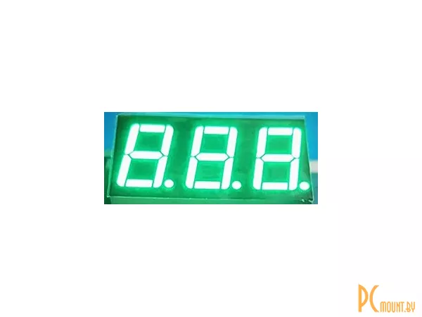 Индикатор светодиодный 7-сегментный 5631AG, 5361AG, 0.56", 3 знака, зеленый, общий катод