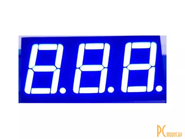 Индикатор светодиодный 7-сегментный 5631BB, 5361BB, 0.56", 3 знака, синий, общий анод