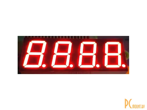 Индикатор светодиодный 7-сегментный 8041AS, 8401AS, 0.8", 4 знака, красный, общий катод