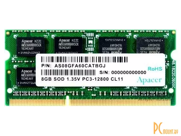 Память для ноутбука SODDR3L, 8GB, PC12800 (1600MHz), Apacer DV.08G2K.KAM AS08GFA60CATBGJ