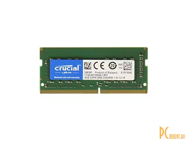 Память для ноутбука SODDR4, 4GB, PC21300 (2666MHz), Crucial  CT4G4SFS8266